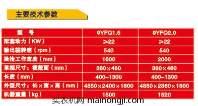 中收捆草机技术参数表