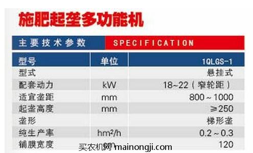 天晟1QLGS-1施肥起垄多功能机